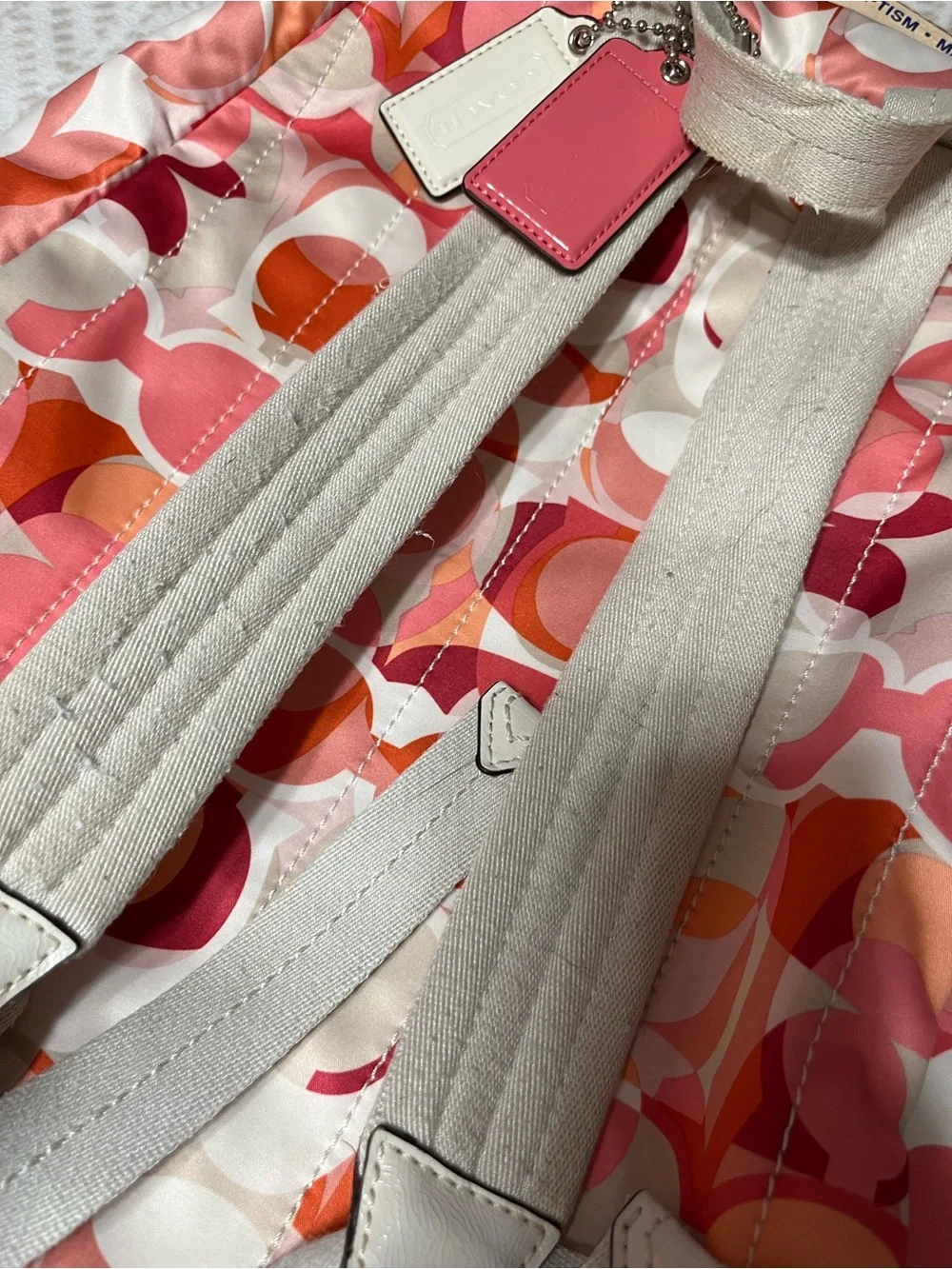 Coach Pink Multi Signature Circle Print Backpack